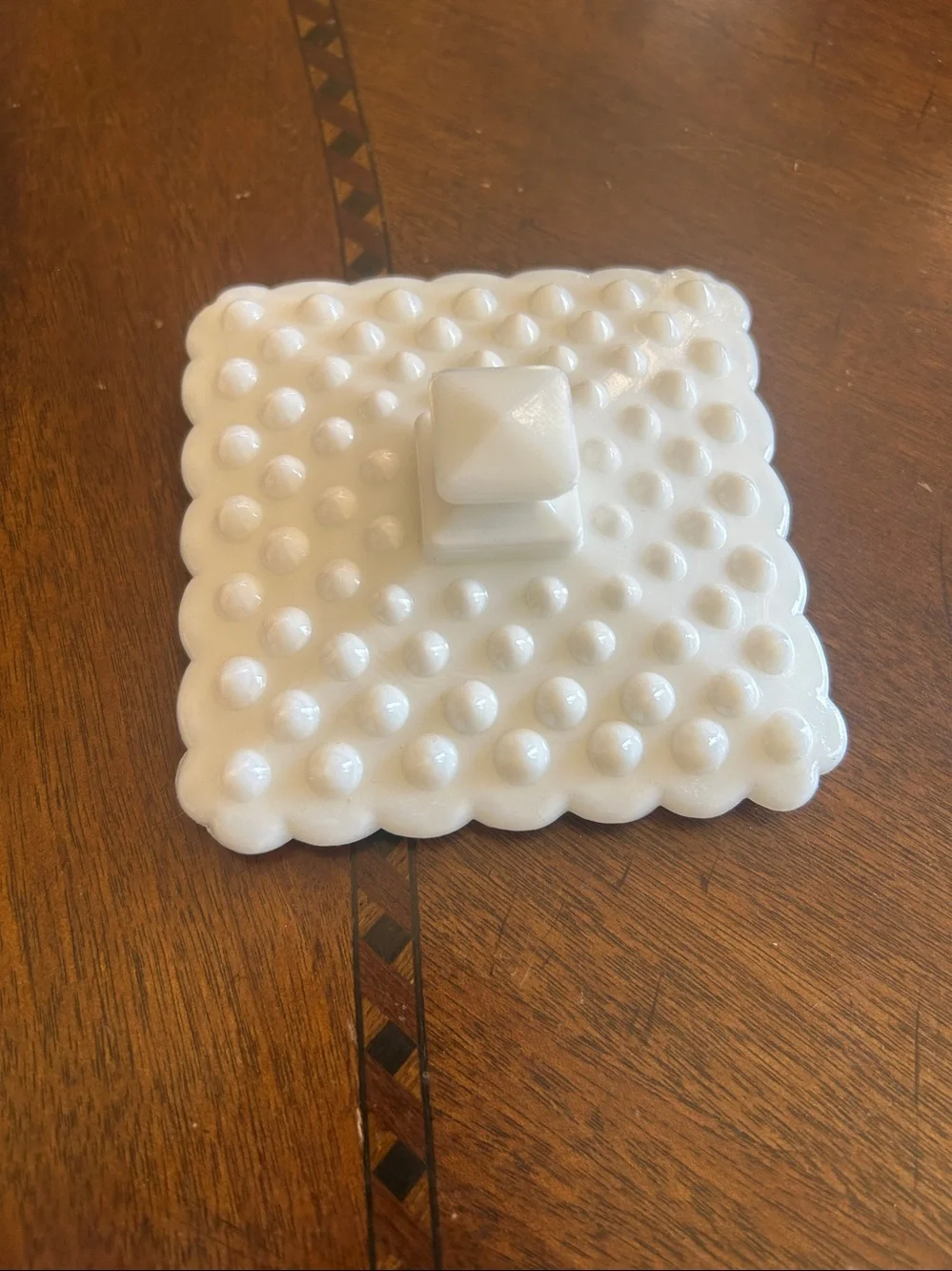 Used White Decorative Hobnail Ceramic Trinket Box small chip